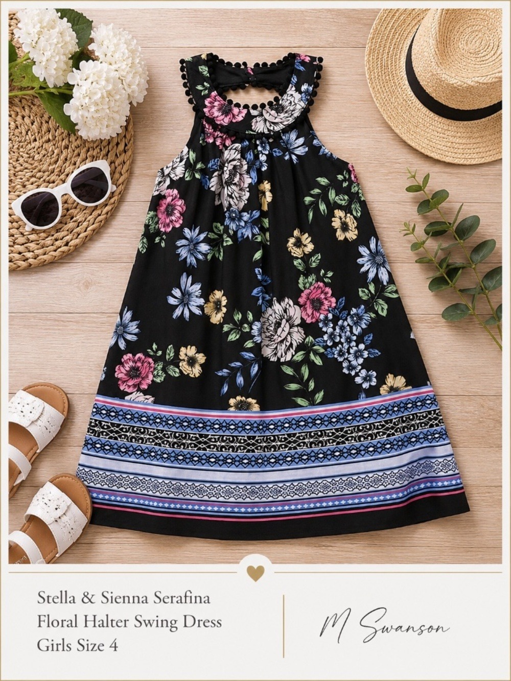 Stella & Sienna Girls Size 4 Serafina Floral Halter Swing Dress